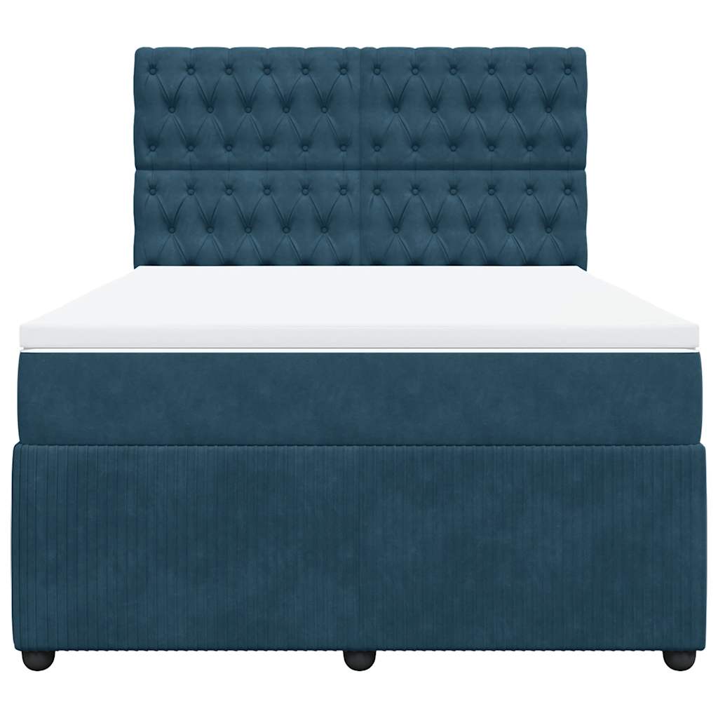 vidaXL Κρεβάτι Boxspring με Στρώμα Μπλε 160x200 εκ. Βελούδινο