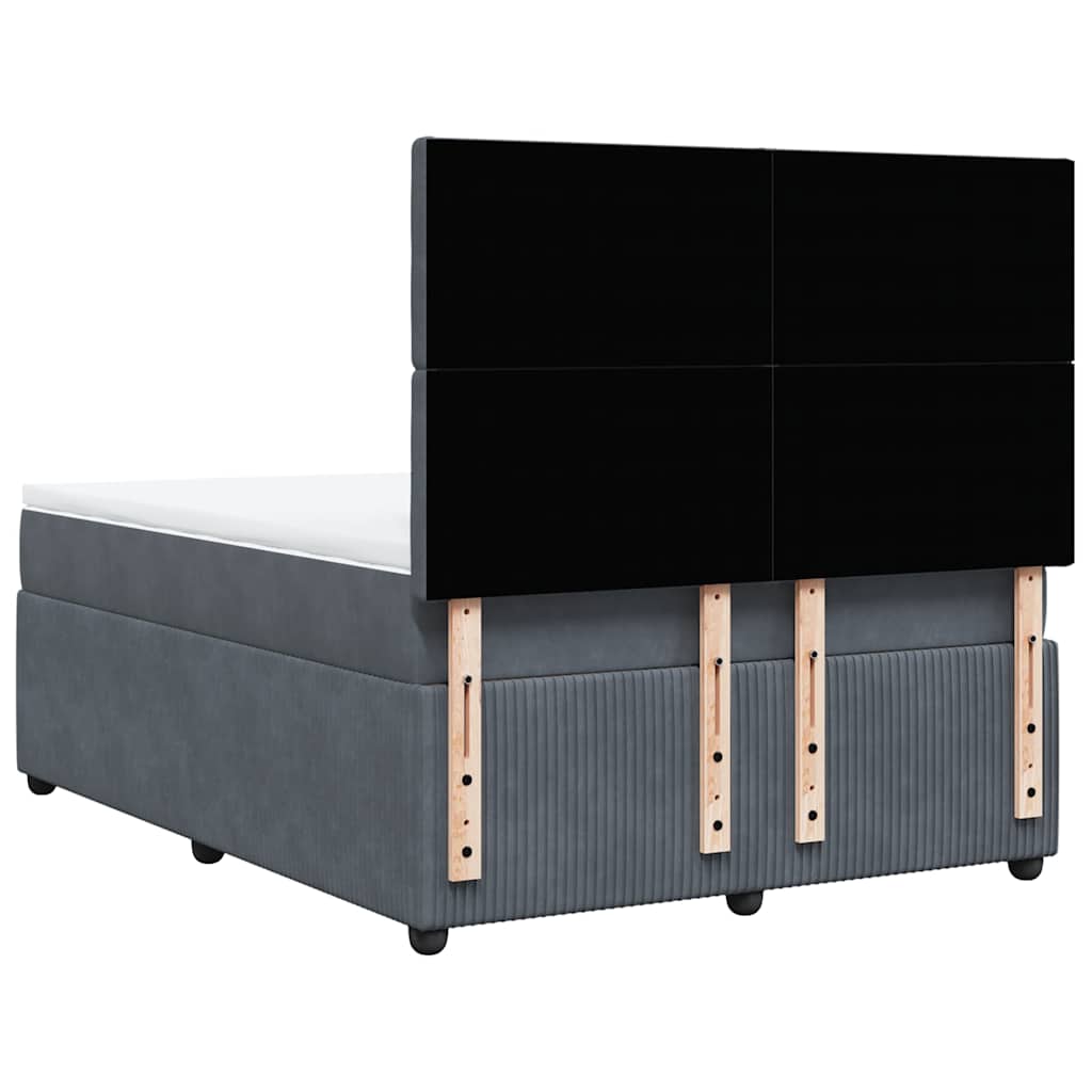 vidaXL Κρεβάτι Boxspring με Στρώμα Σκούρο Γκρι 160x200 εκ. Βελούδινο