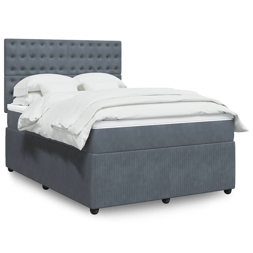vidaXL Κρεβάτι Boxspring με Στρώμα Σκούρο Γκρι 160x200 εκ. Βελούδινο