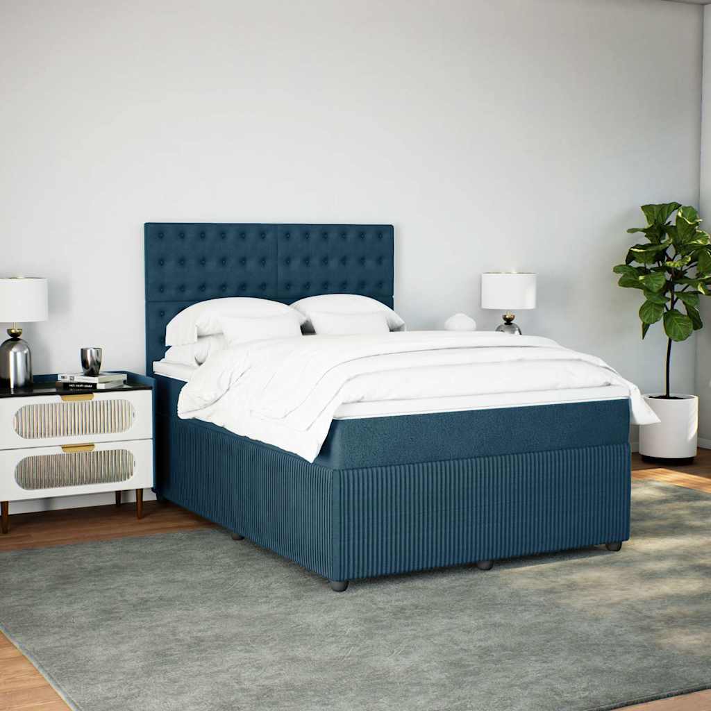 vidaXL Κρεβάτι Boxspring με Στρώμα Μπλε 160x200 εκ. Βελούδινο