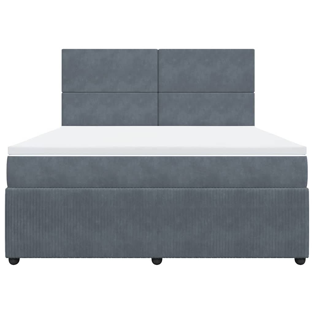 vidaXL Κρεβάτι Boxspring με Στρώμα Σκούρο Γκρι 180x200 εκ. Βελούδινο