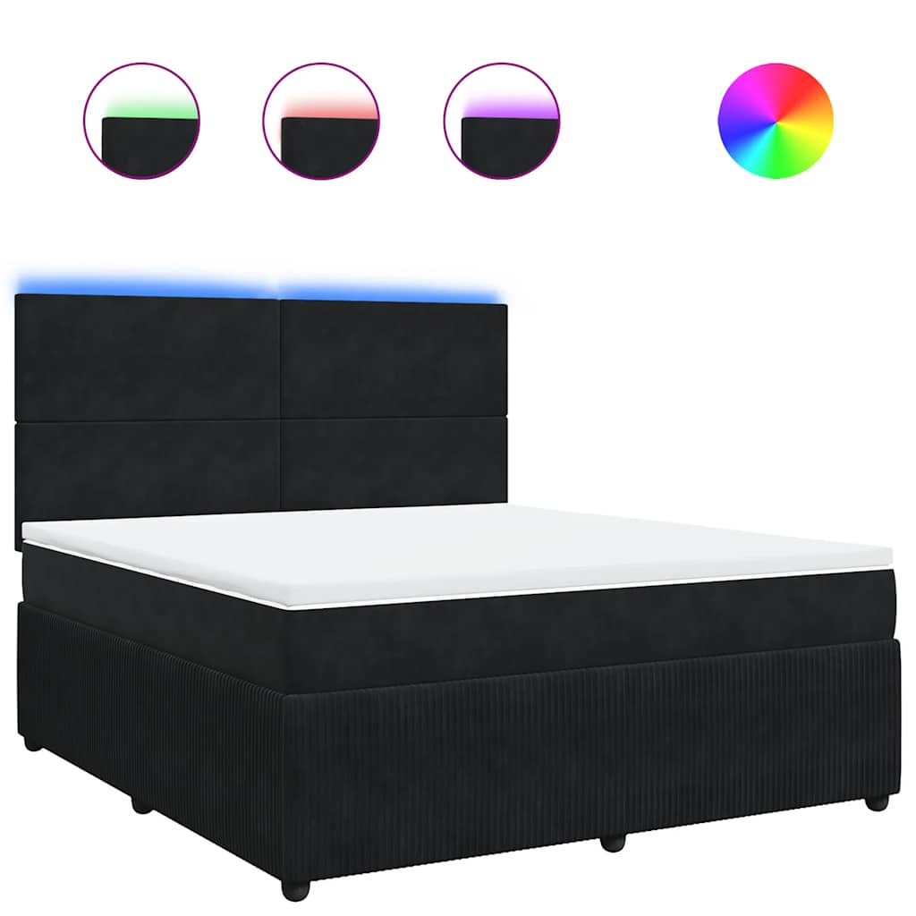 vidaXL Κρεβάτι Boxspring με Στρώμα Μαύρο 180x200 εκ. Βελούδινο