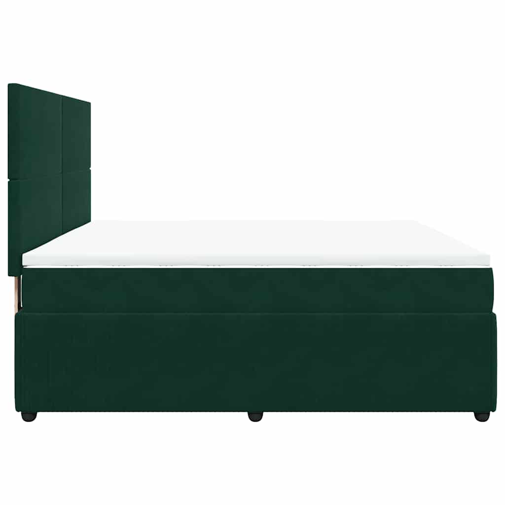 vidaXL Κρεβάτι Boxspring με Στρώμα Σκούρο Πράσινο 180x200εκ. Βελούδινο