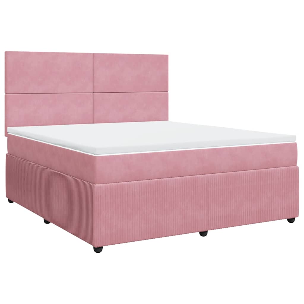vidaXL Κρεβάτι Boxspring με Στρώμα Ροζ 180x200 εκ. Βελούδινο