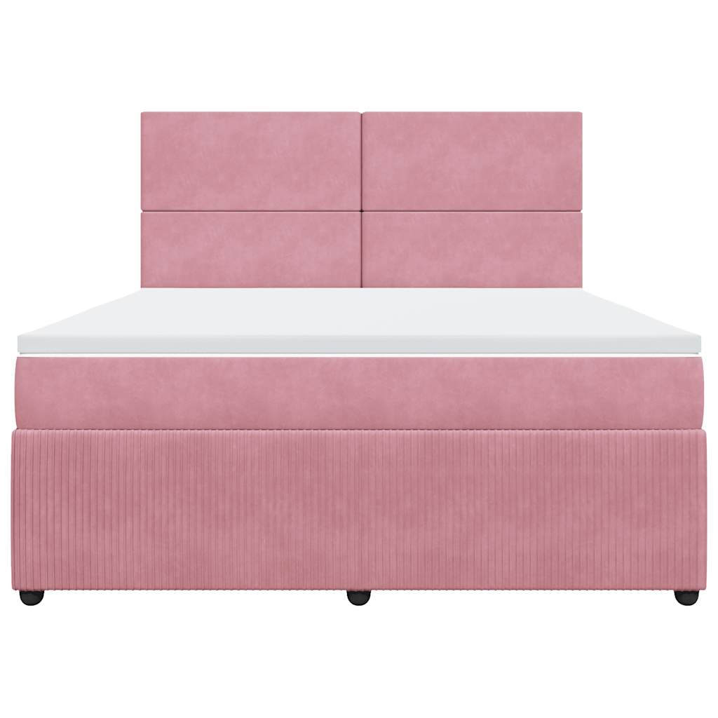 vidaXL Κρεβάτι Boxspring με Στρώμα Ροζ 180x200 εκ. Βελούδινο