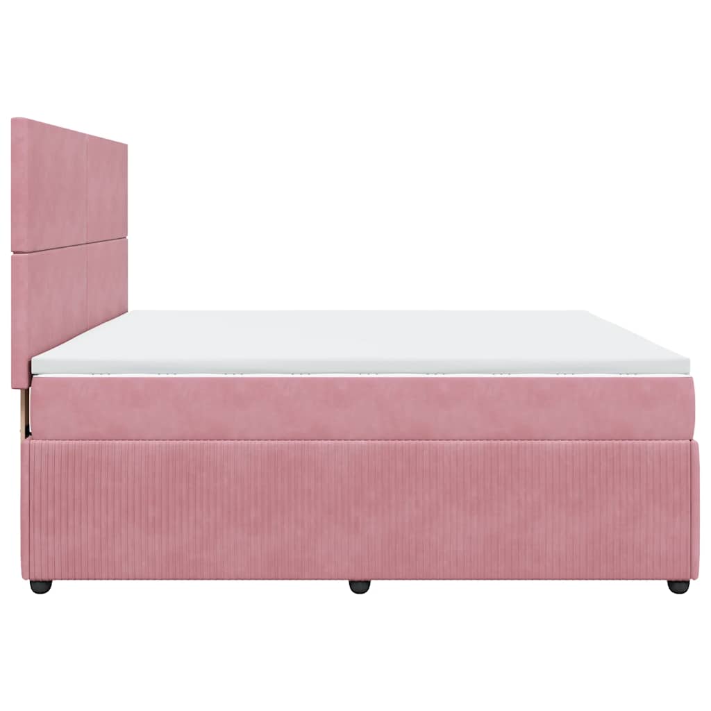 vidaXL Κρεβάτι Boxspring με Στρώμα Ροζ 180x200 εκ. Βελούδινο