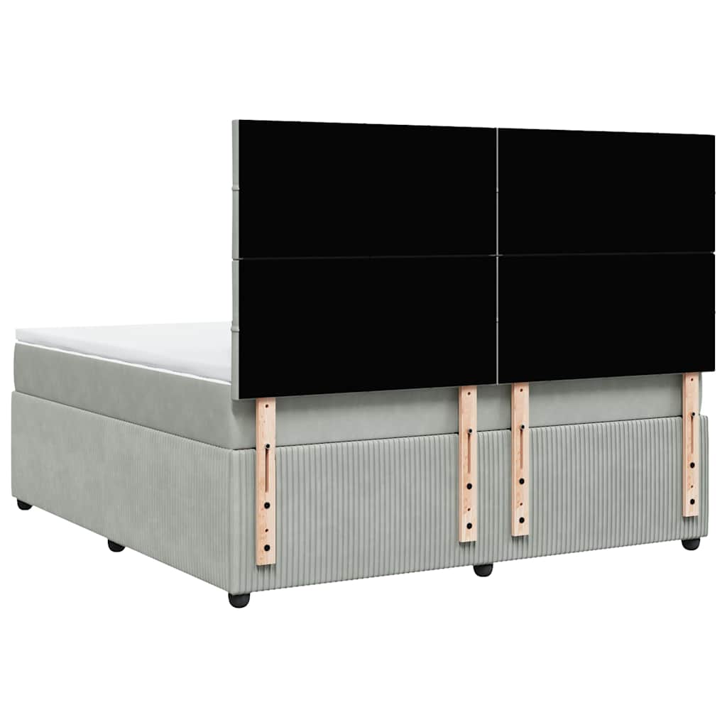 vidaXL Κρεβάτι Boxspring με Στρώμα Ανοιχτό Γκρι 180x200 εκ. Βελούδινο