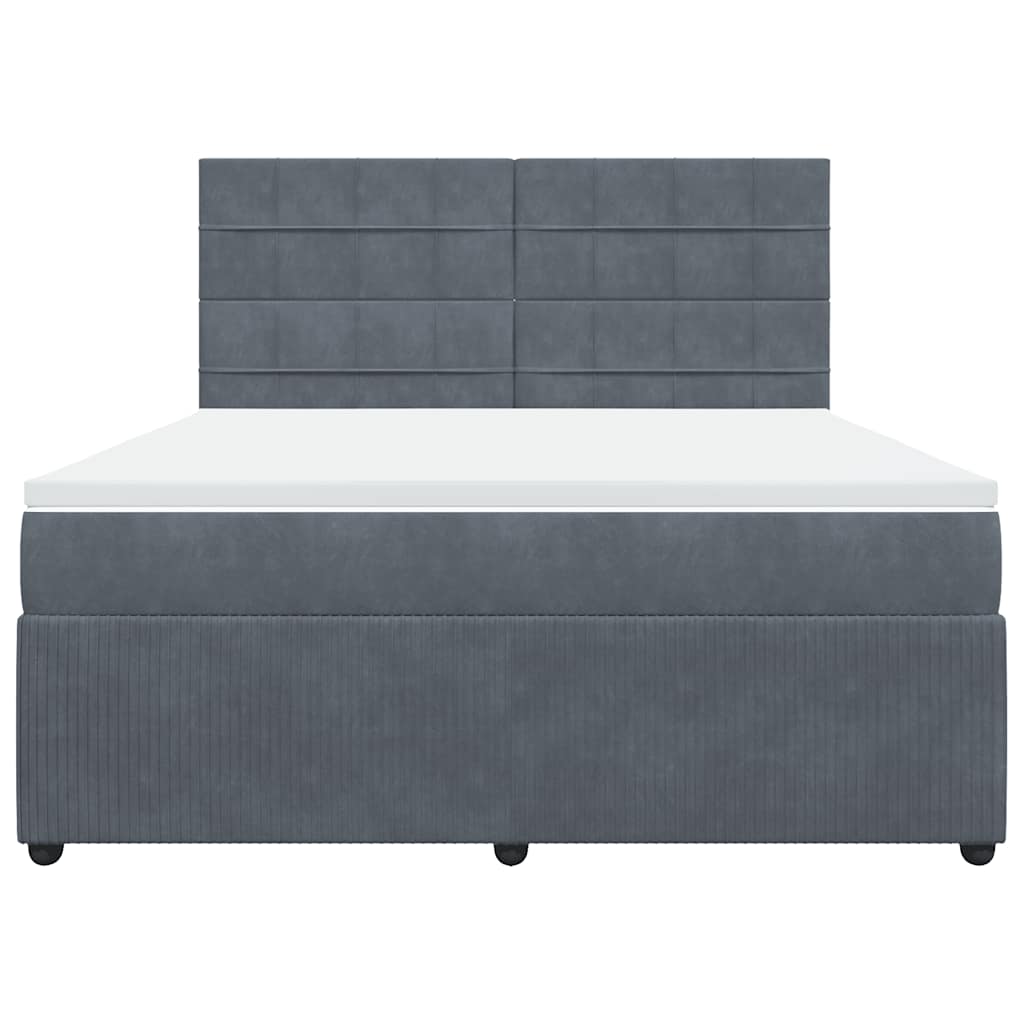 vidaXL Κρεβάτι Boxspring με Στρώμα Σκούρο Γκρι 180x200 εκ. Βελούδινο