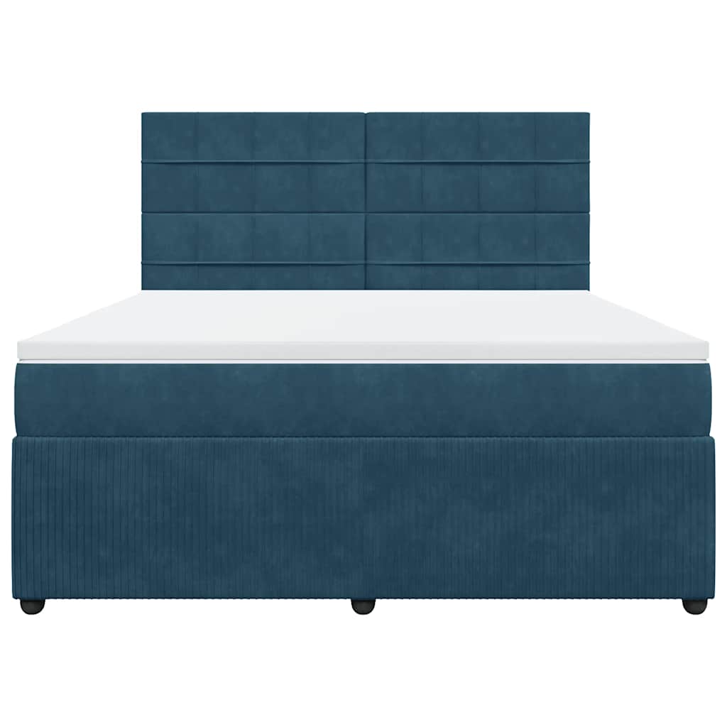 vidaXL Κρεβάτι Boxspring με Στρώμα Μπλε 180x200 εκ. Βελούδινο