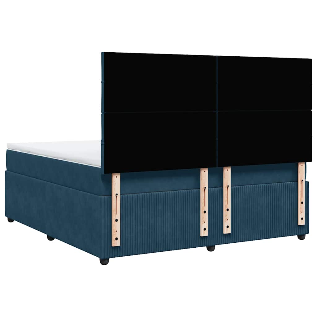 vidaXL Κρεβάτι Boxspring με Στρώμα Μπλε 180x200 εκ. Βελούδινο
