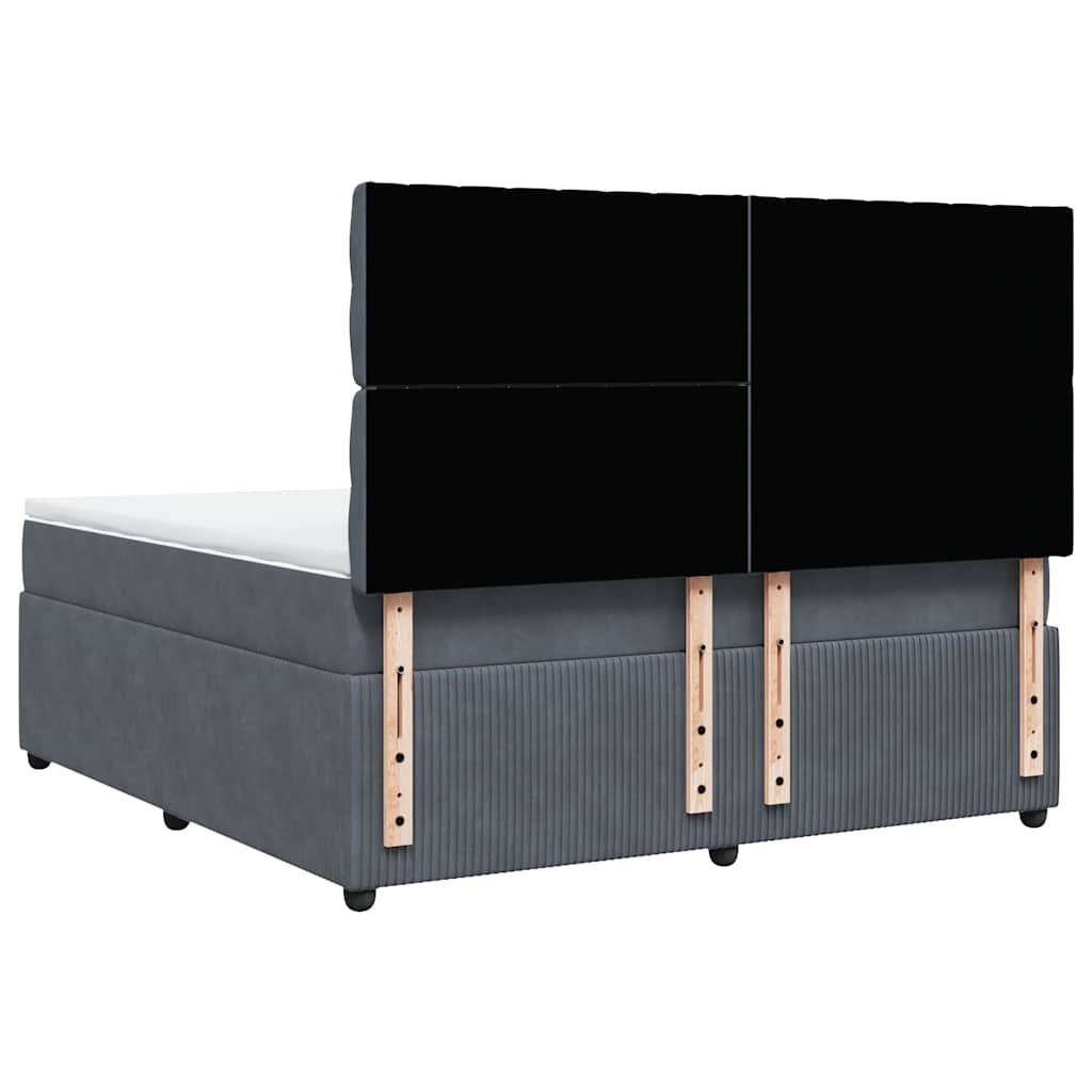 vidaXL Κρεβάτι Boxspring με Στρώμα Σκούρο Γκρι 180x200 εκ. Βελούδινο