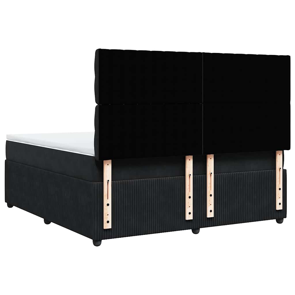 vidaXL Κρεβάτι Boxspring με Στρώμα Μαύρο 180x200 εκ. Βελούδινο