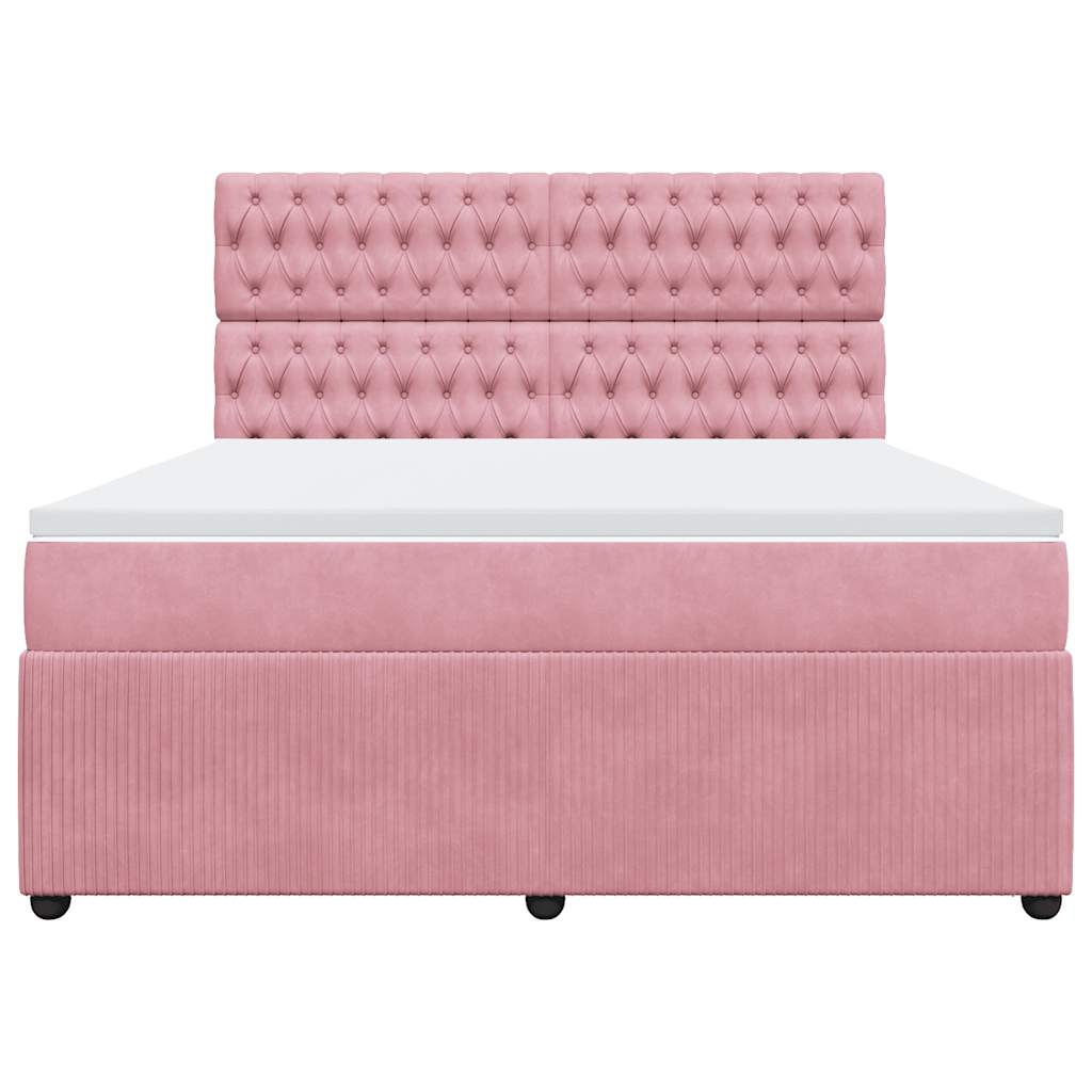 vidaXL Κρεβάτι Boxspring με Στρώμα Ροζ 180x200 εκ. Βελούδινο