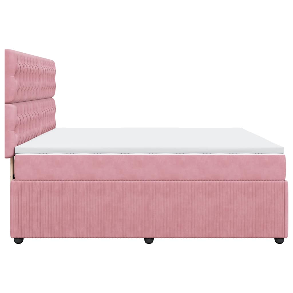vidaXL Κρεβάτι Boxspring με Στρώμα Ροζ 180x200 εκ. Βελούδινο