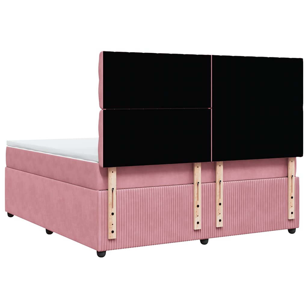 vidaXL Κρεβάτι Boxspring με Στρώμα Ροζ 180x200 εκ. Βελούδινο