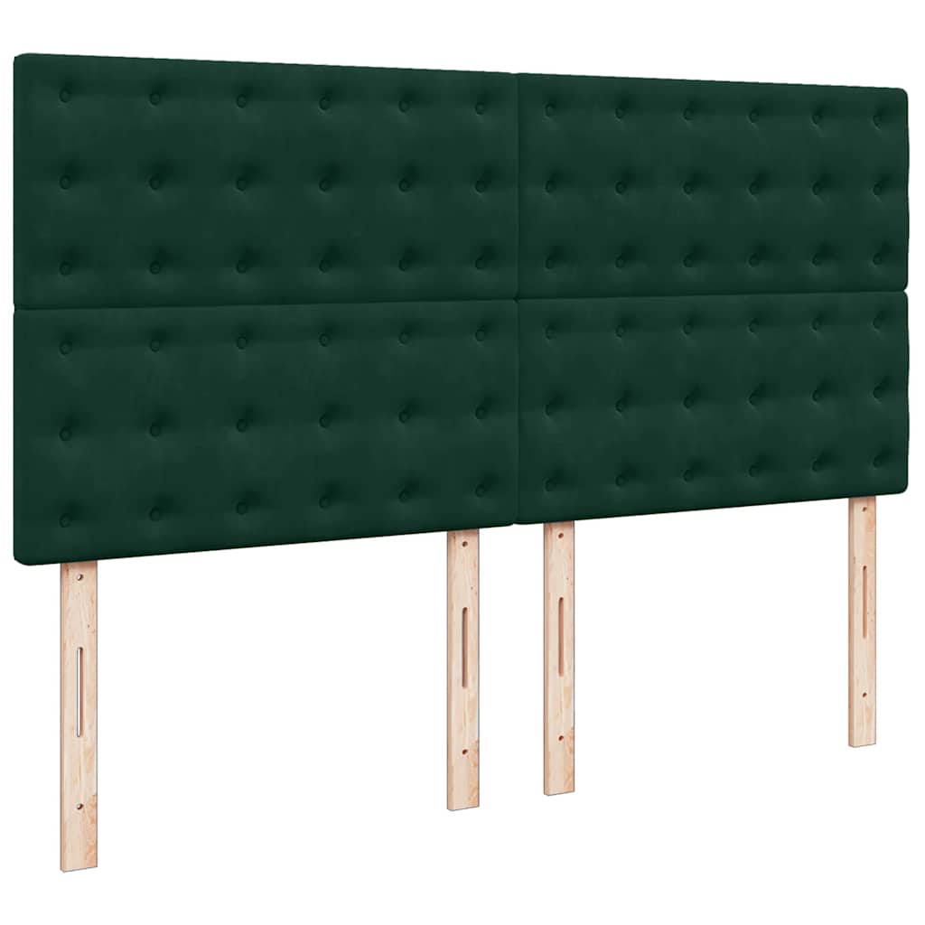 vidaXL Κρεβάτι Boxspring με Στρώμα Σκούρο Πράσινο 180x200εκ. Βελούδινο