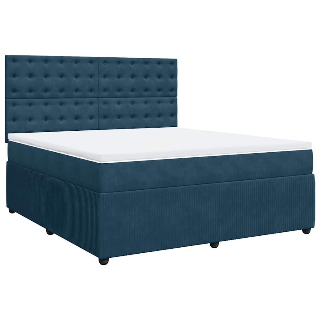 vidaXL Κρεβάτι Boxspring με Στρώμα Μπλε 180x200 εκ. Βελούδινο