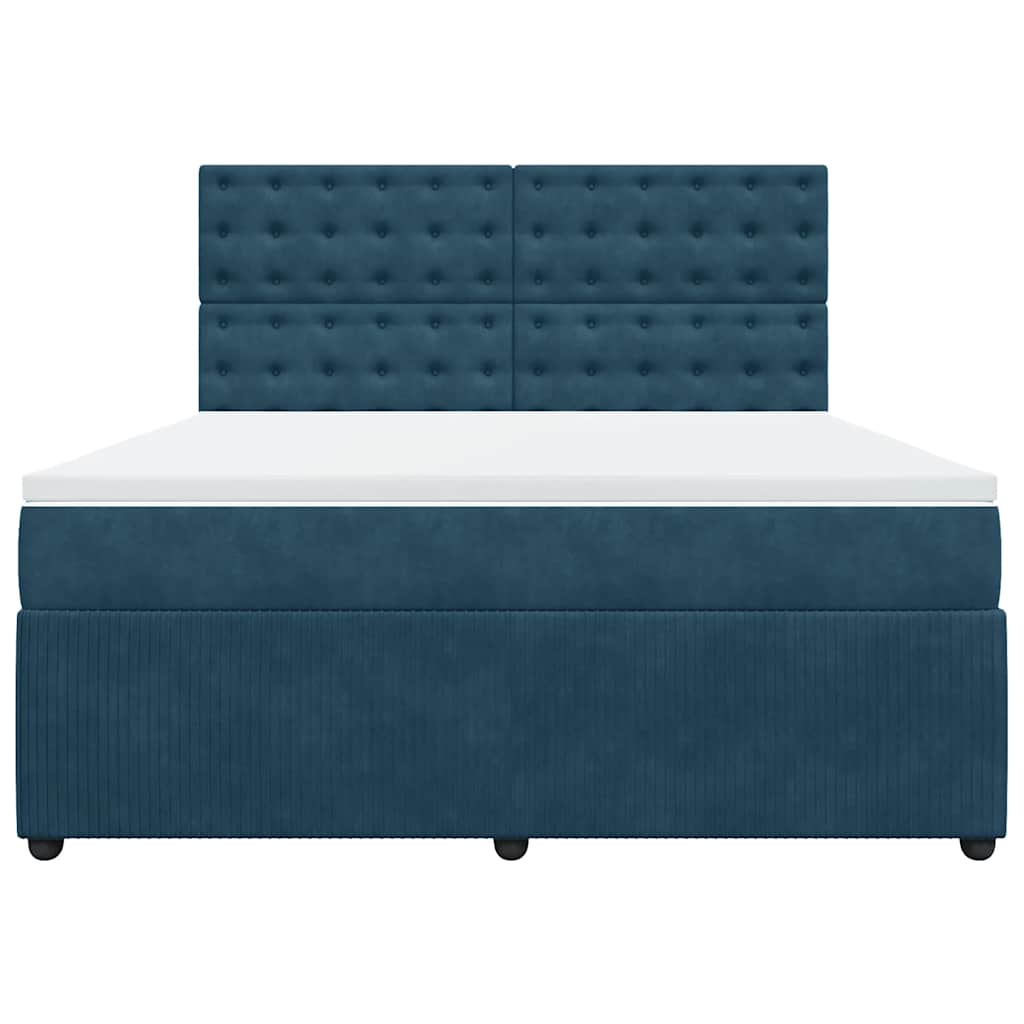 vidaXL Κρεβάτι Boxspring με Στρώμα Μπλε 180x200 εκ. Βελούδινο