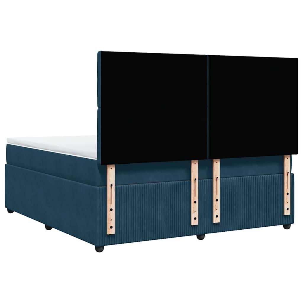 vidaXL Κρεβάτι Boxspring με Στρώμα Μπλε 180x200 εκ. Βελούδινο
