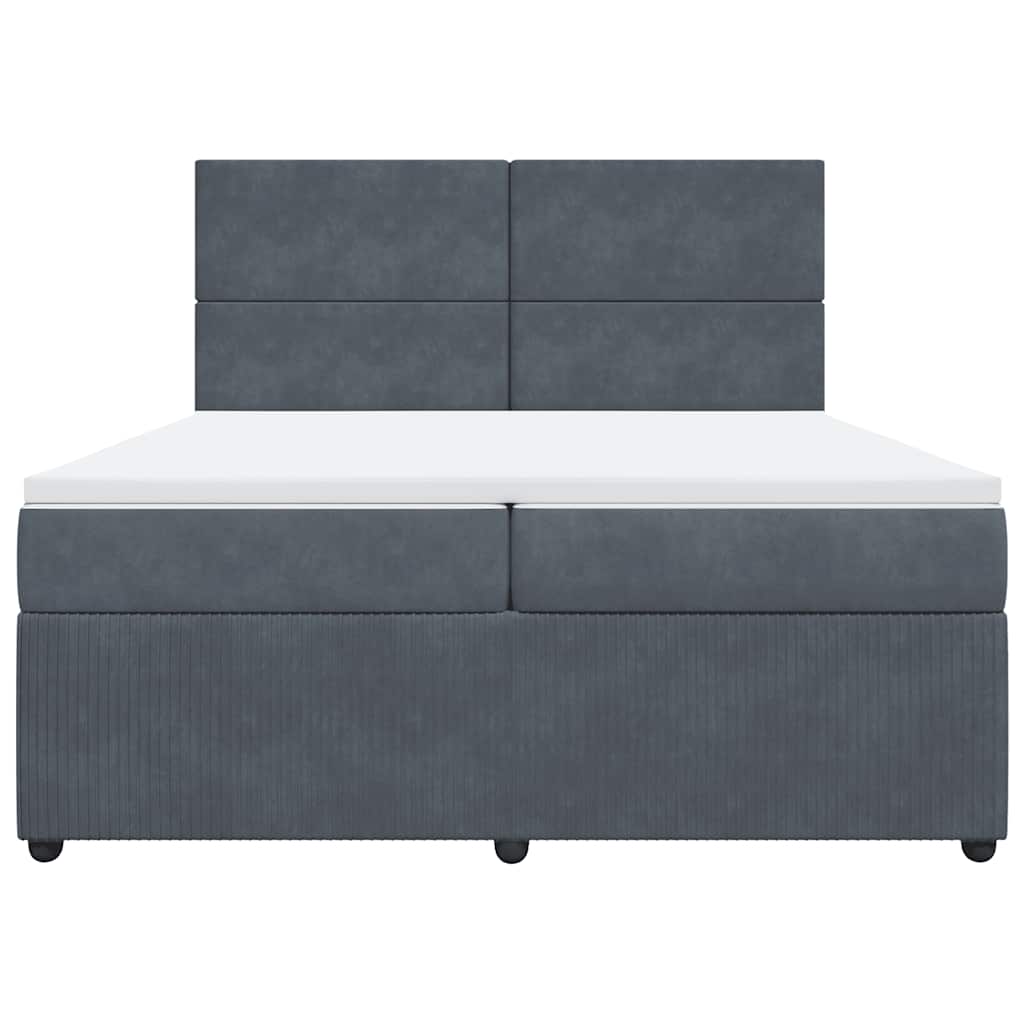 vidaXL Κρεβάτι Boxspring με Στρώμα Σκούρο Γκρι 200x200 εκ. Βελούδινο