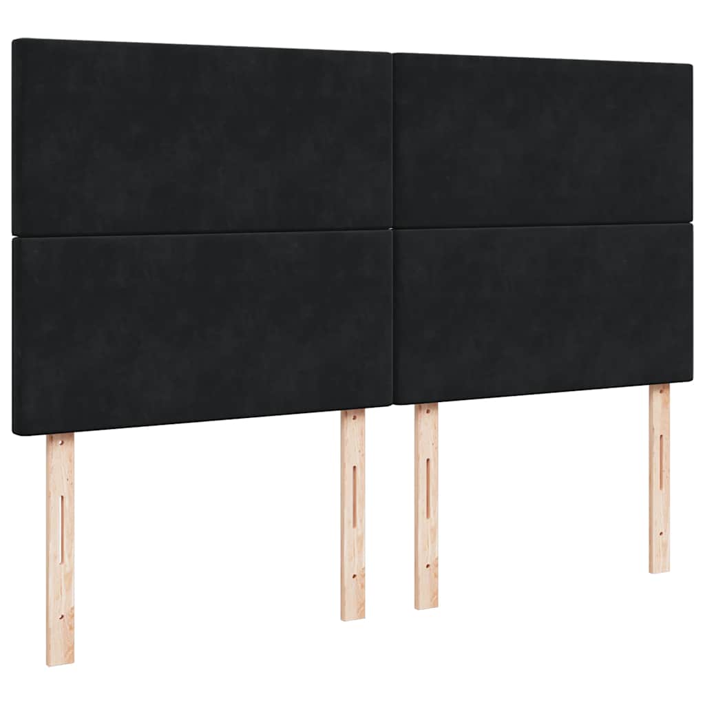 vidaXL Κρεβάτι Boxspring με Στρώμα Μαύρο 200x200 εκ. Βελούδινο