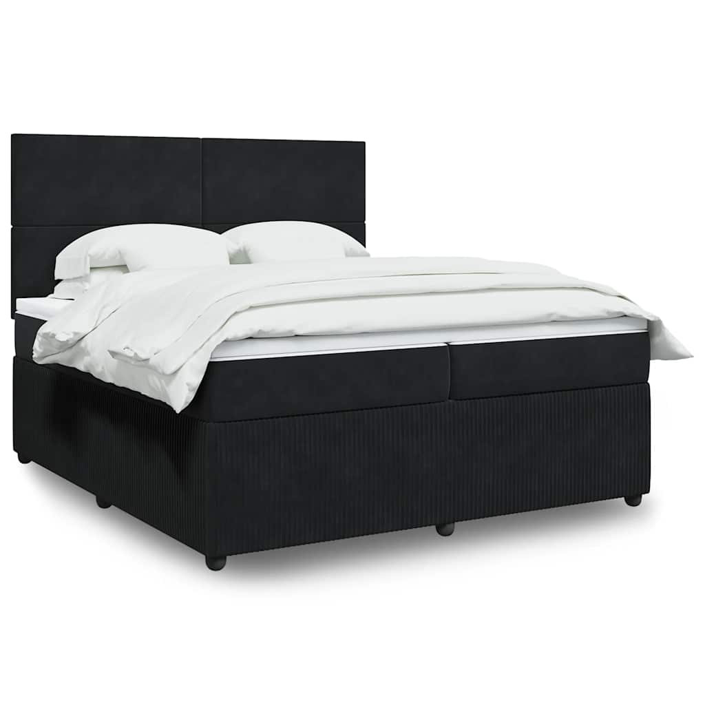 vidaXL Κρεβάτι Boxspring με Στρώμα Μαύρο 200x200 εκ. Βελούδινο