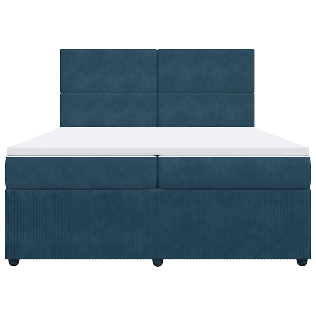 vidaXL Κρεβάτι Boxspring με Στρώμα Μπλε 200x200 εκ. Βελούδινο