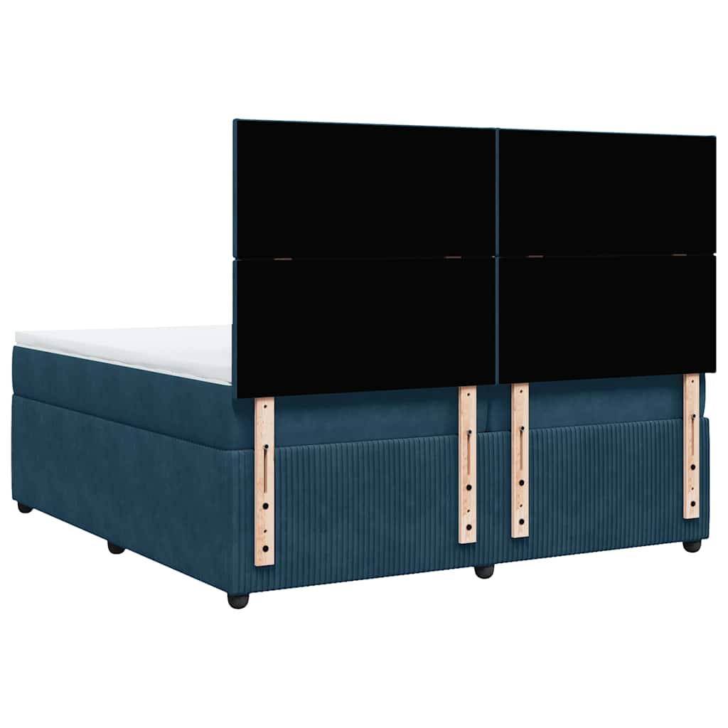 vidaXL Κρεβάτι Boxspring με Στρώμα Μπλε 200x200 εκ. Βελούδινο