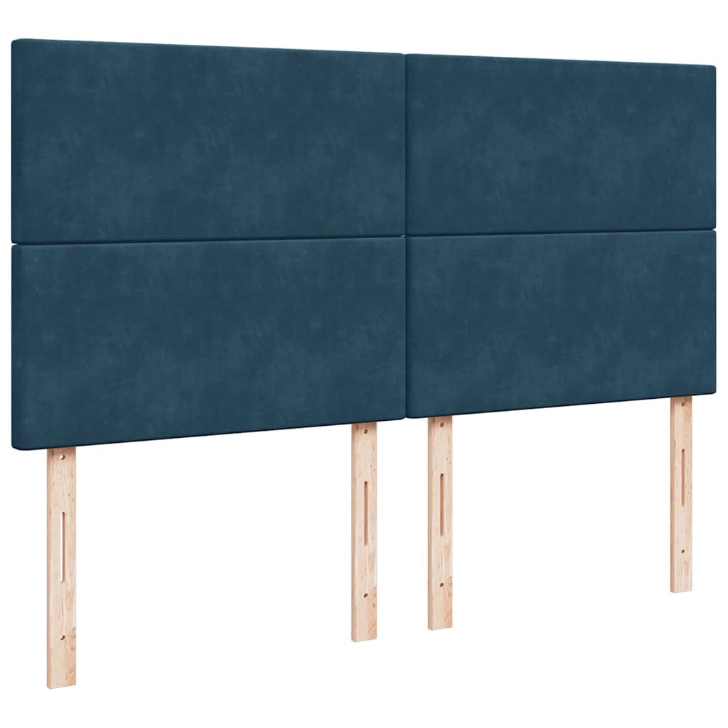 vidaXL Κρεβάτι Boxspring με Στρώμα Μπλε 200x200 εκ. Βελούδινο