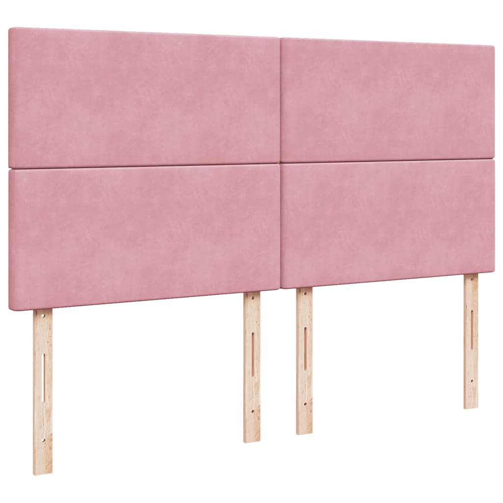 vidaXL Κρεβάτι Boxspring με Στρώμα Ροζ 200x200 εκ. Βελούδινο