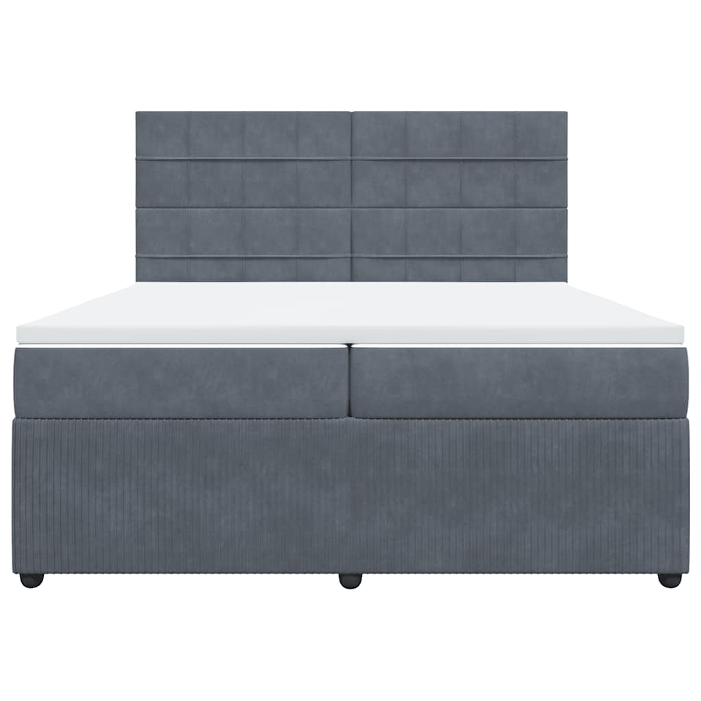 vidaXL Κρεβάτι Boxspring με Στρώμα Σκούρο Γκρι 200x200 εκ. Βελούδινο