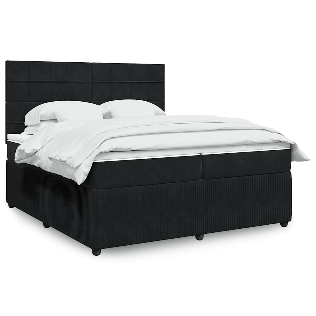 vidaXL Κρεβάτι Boxspring με Στρώμα Μαύρο 200x200 εκ. Βελούδινο