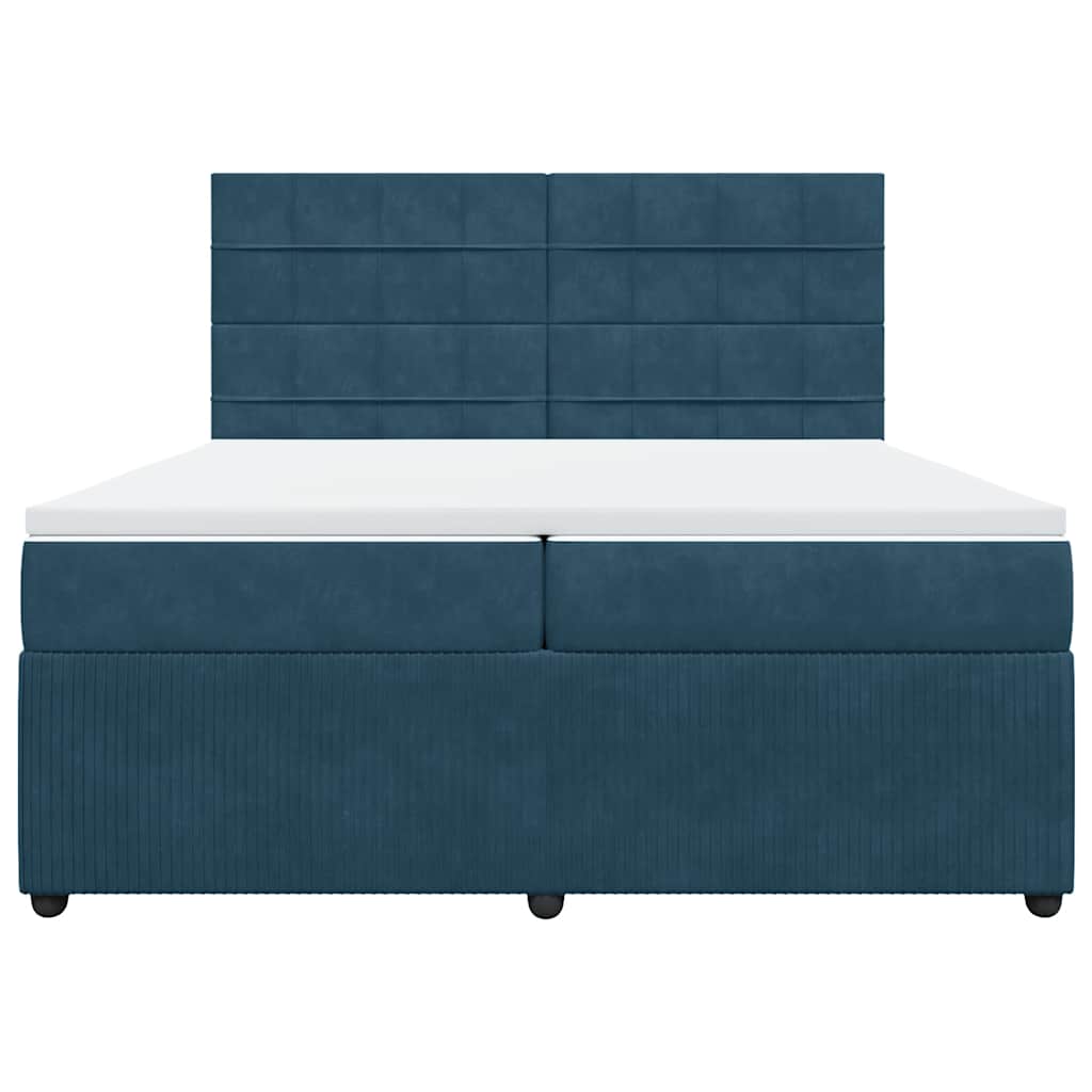 vidaXL Κρεβάτι Boxspring με Στρώμα Μπλε 200x200 εκ. Βελούδινο