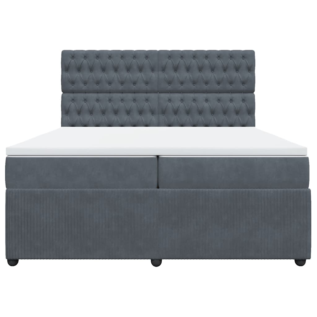 vidaXL Κρεβάτι Boxspring με Στρώμα Σκούρο Γκρι 200x200 εκ. Βελούδινο