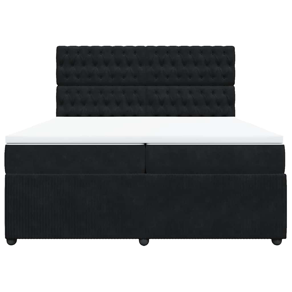 vidaXL Κρεβάτι Boxspring με Στρώμα Μαύρο 200x200 εκ. Βελούδινο