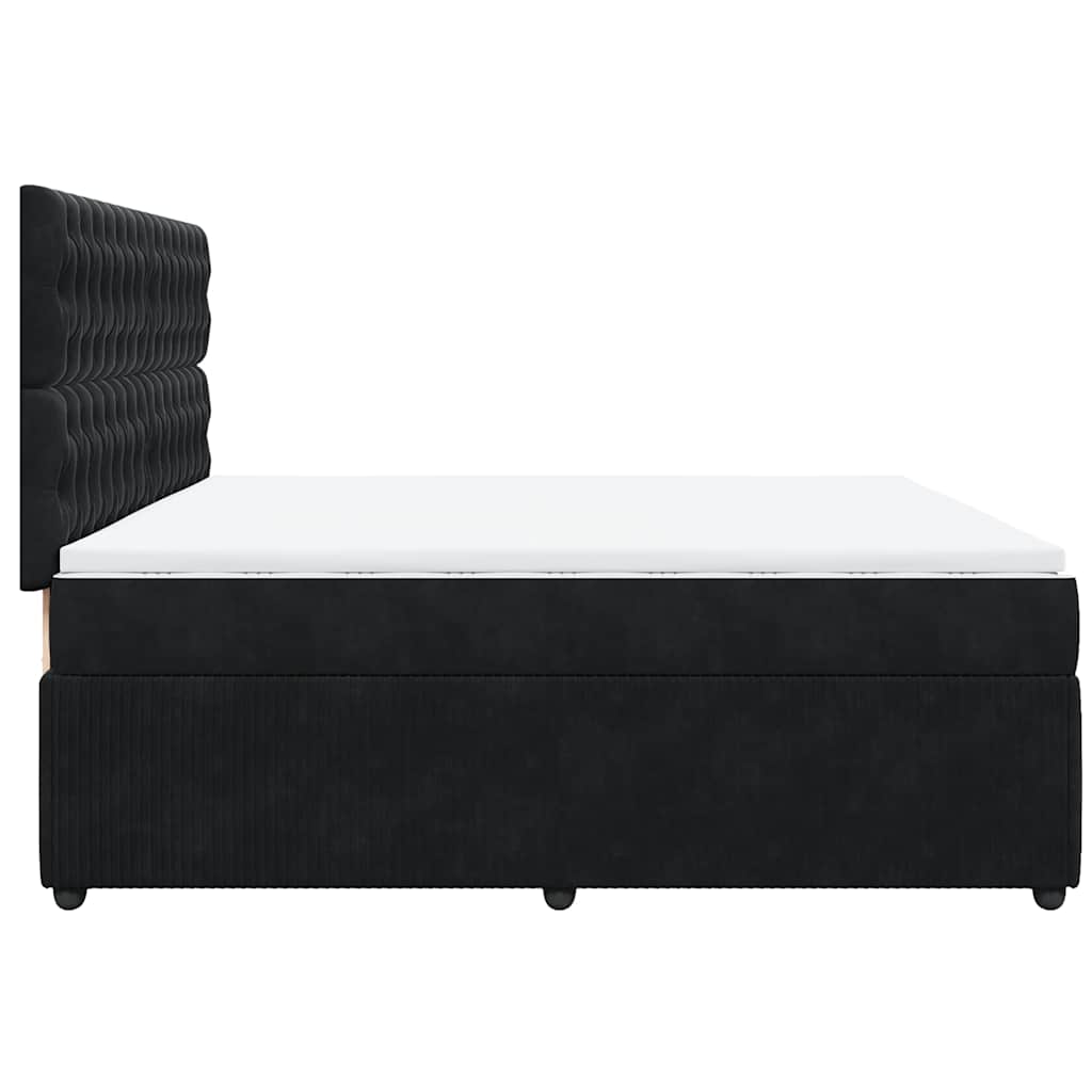 vidaXL Κρεβάτι Boxspring με Στρώμα Μαύρο 200x200 εκ. Βελούδινο