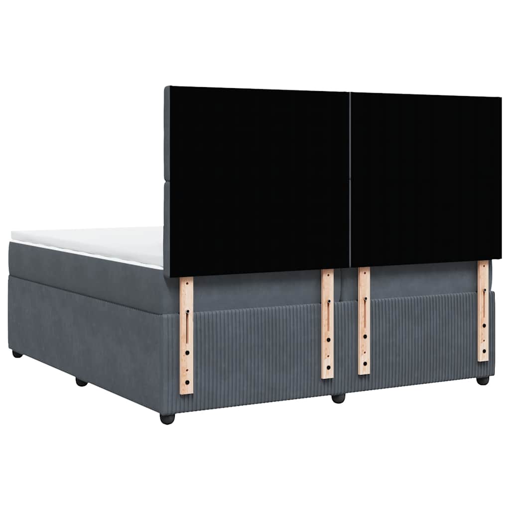 vidaXL Κρεβάτι Boxspring με Στρώμα Σκούρο Γκρι 200x200 εκ. Βελούδινο