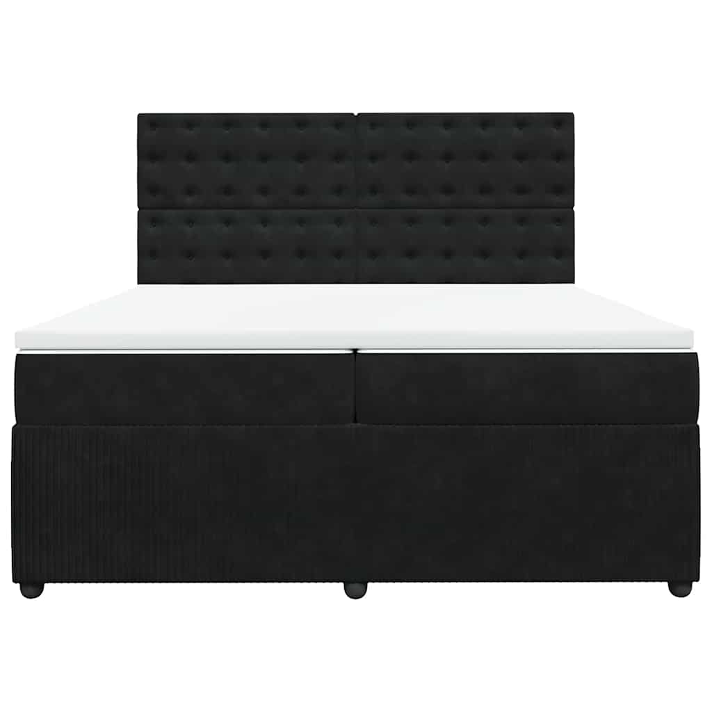 vidaXL Κρεβάτι Boxspring με Στρώμα Μαύρο 200x200 εκ. Βελούδινο