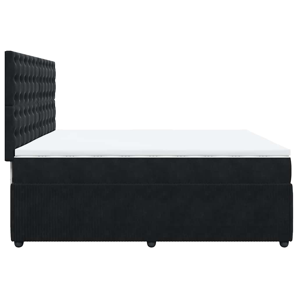 vidaXL Κρεβάτι Boxspring με Στρώμα Μαύρο 200x200 εκ. Βελούδινο