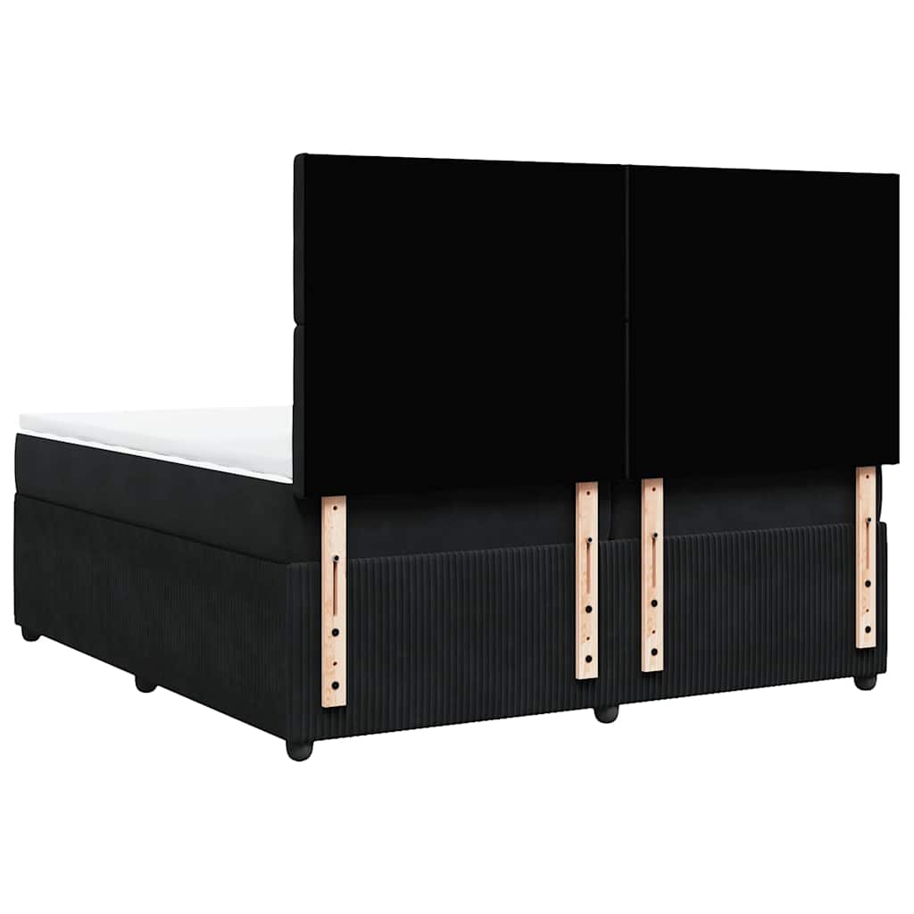 vidaXL Κρεβάτι Boxspring με Στρώμα Μαύρο 200x200 εκ. Βελούδινο