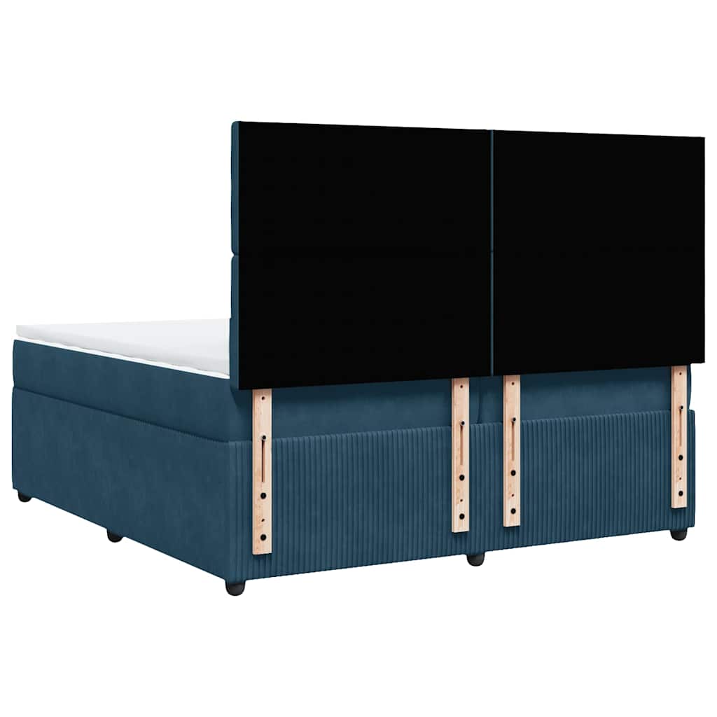 vidaXL Κρεβάτι Boxspring με Στρώμα Μπλε 200x200 εκ. Βελούδινο