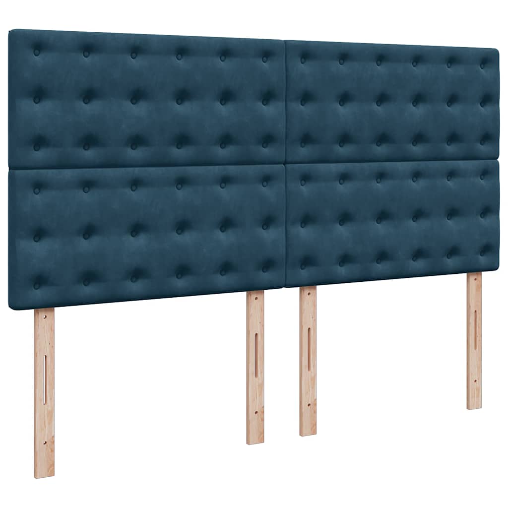 vidaXL Κρεβάτι Boxspring με Στρώμα Μπλε 200x200 εκ. Βελούδινο