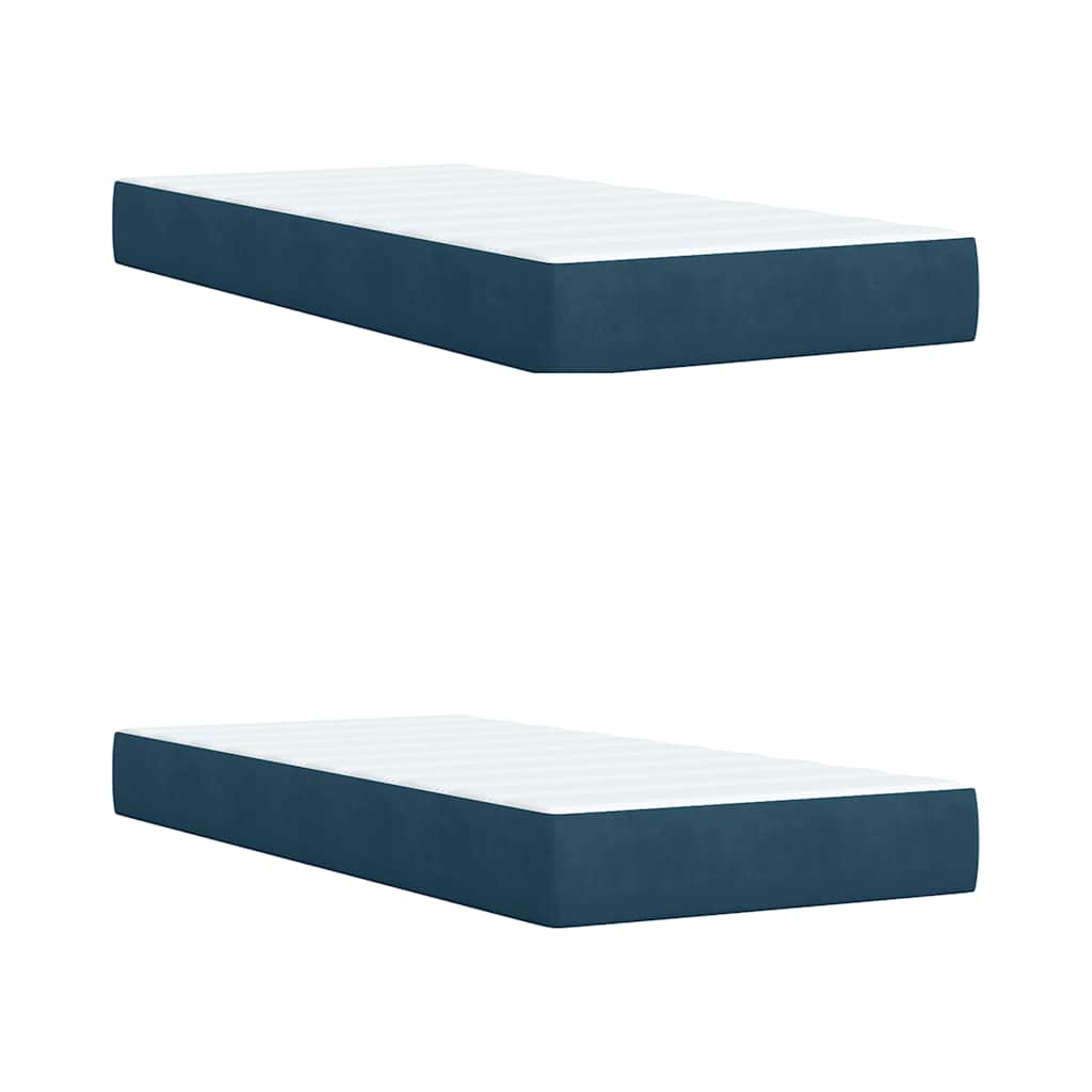 vidaXL Κρεβάτι Boxspring με Στρώμα Μπλε 200x200 εκ. Βελούδινο