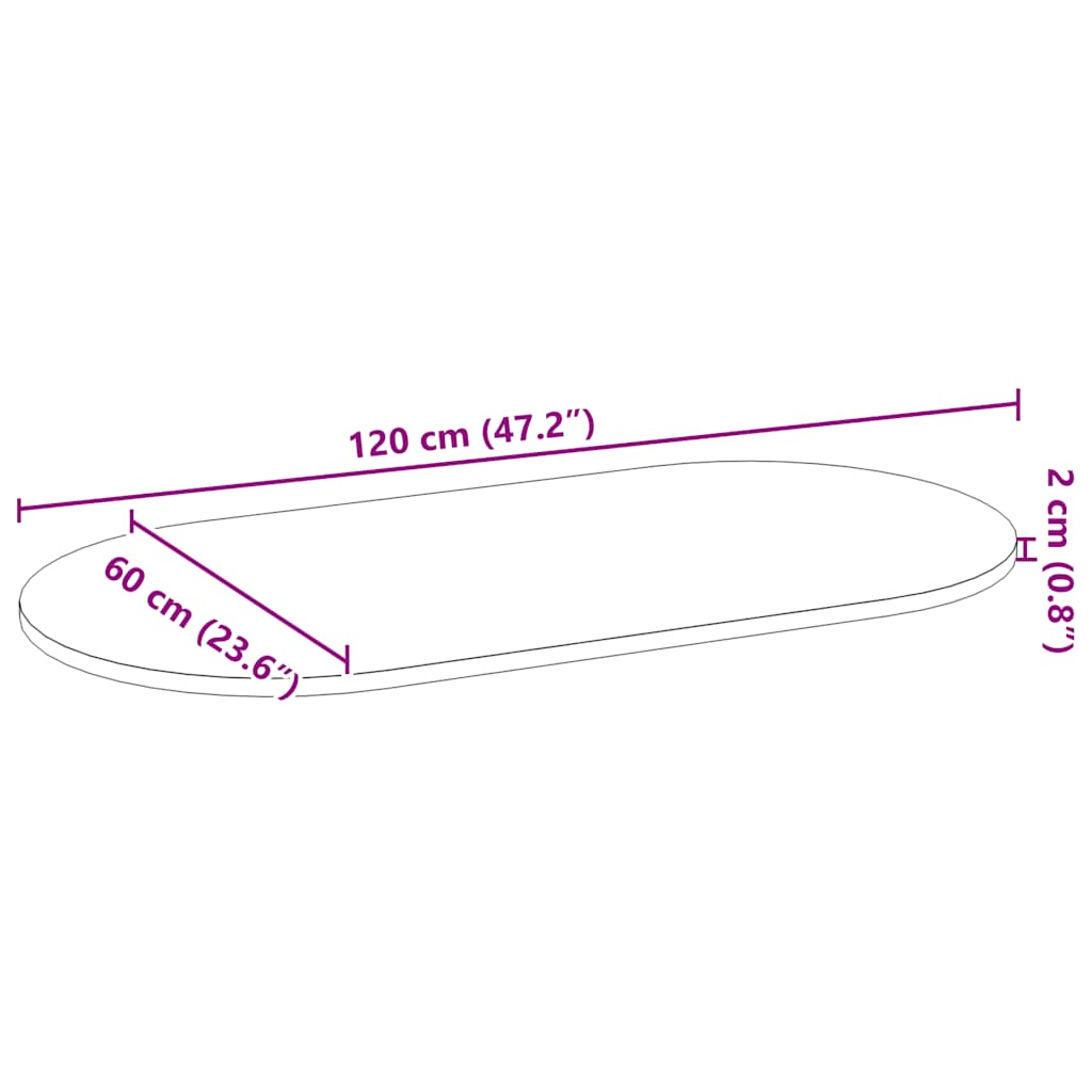 vidaXL Επιτραπέζια επιφάνεια Σκούρο Καφέ 120x60x2 εκ. Ξύλο Δρυός Οβάλ