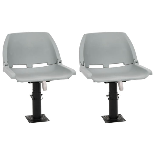 vidaXL Κάθισμα Σκάφους Πτυσσόμ. 4 τεμ. Γκρι 48x51x41 εκ Χωρίς Μαξιλάρι