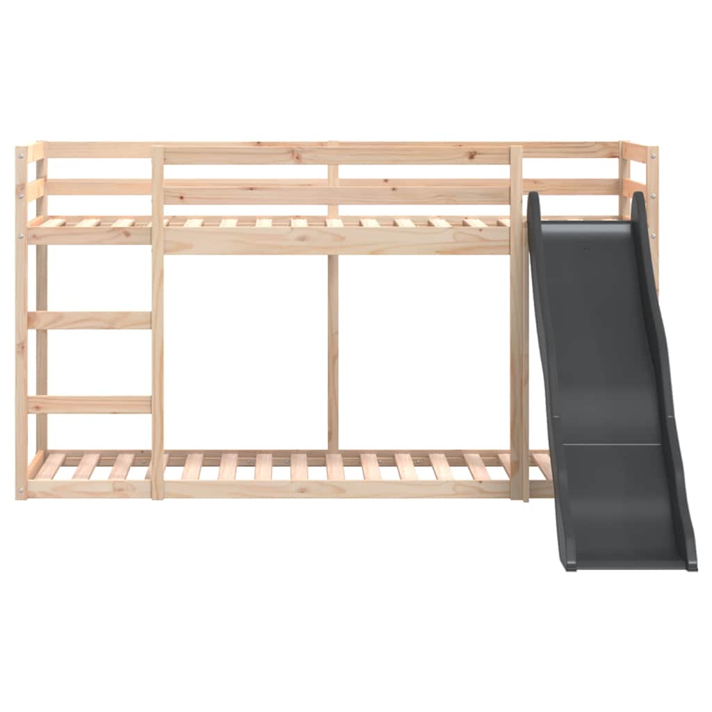 vidaXL Κουκέτα με Τσουλήθρα/Σκάλα 90x190 εκ. από Μασίφ Ξύλο Πεύκου