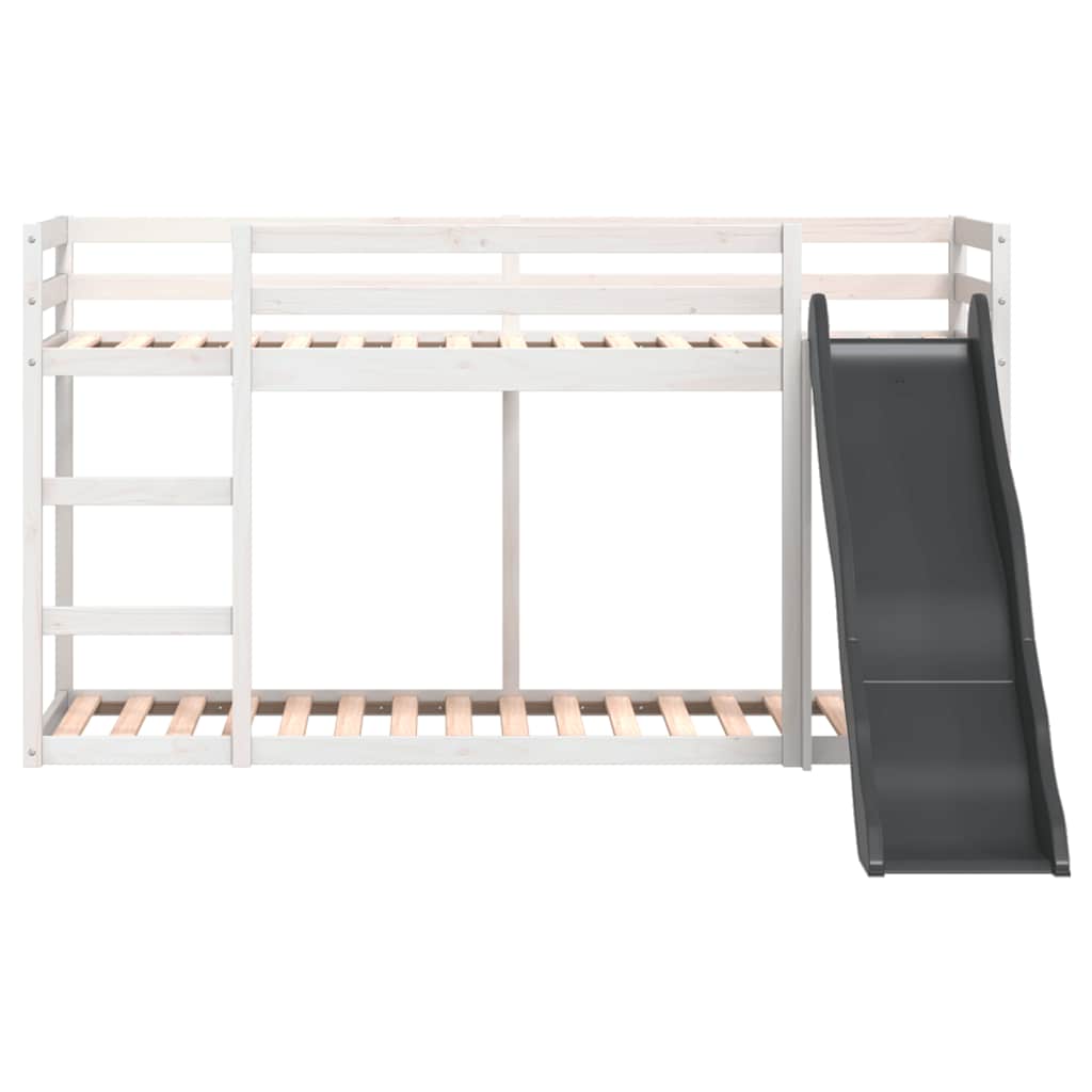 vidaXL Κουκέτα με Τσουλήθρα/Σκάλα Λευκό 90x190 εκ. Μασίφ Ξύλο Πεύκου
