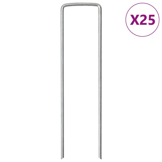 vidaXL Στηρίγματα Εδάφους Σχήμα U 25 τεμ. 15x3,5 εκ. Γαλβαν. Ατσάλι