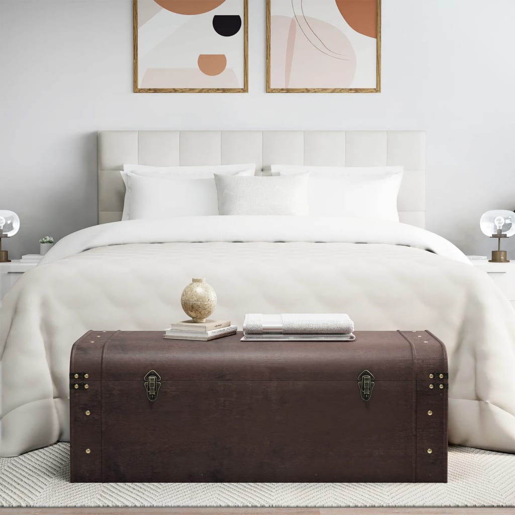 vidaXL Σεντούκι με Μάνταλα Σκούρο Καφέ 110x50x39,5 εκ. Κόντρα Πλακέ