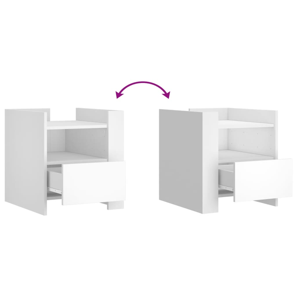 vidaXL Κομοδίνο Λευκό 45x50x50 εκ. από Επεξεργασμένο Ξύλο